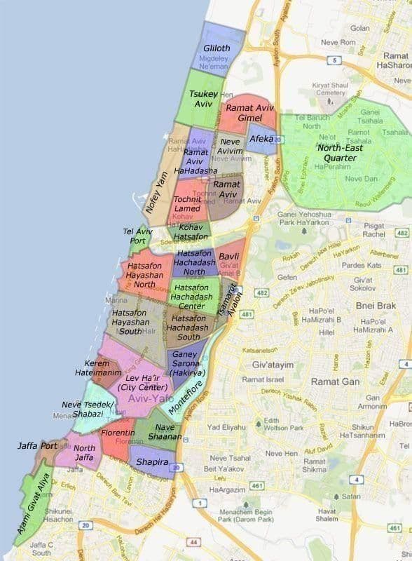 Tel Aviv Nachbarschaften Karte