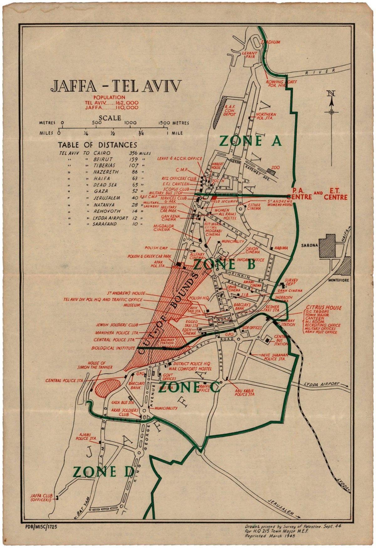 Historischer Stadtplan von Tel Aviv