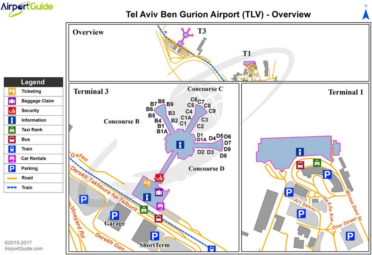 Terminalplan des Flughafens Tel Aviv