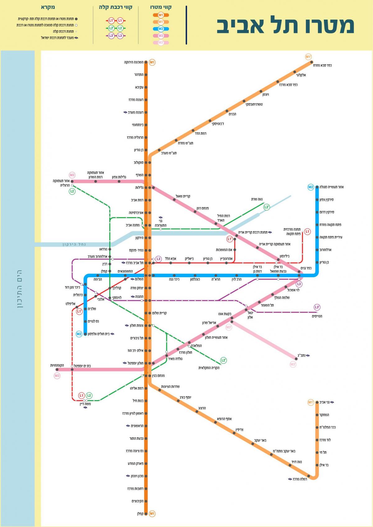 Tel Aviv U-Bahn-Stationen Karte