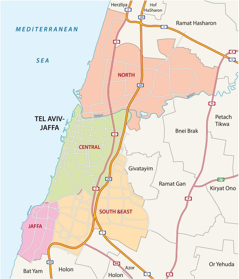 Tel Aviv Straßenkarte