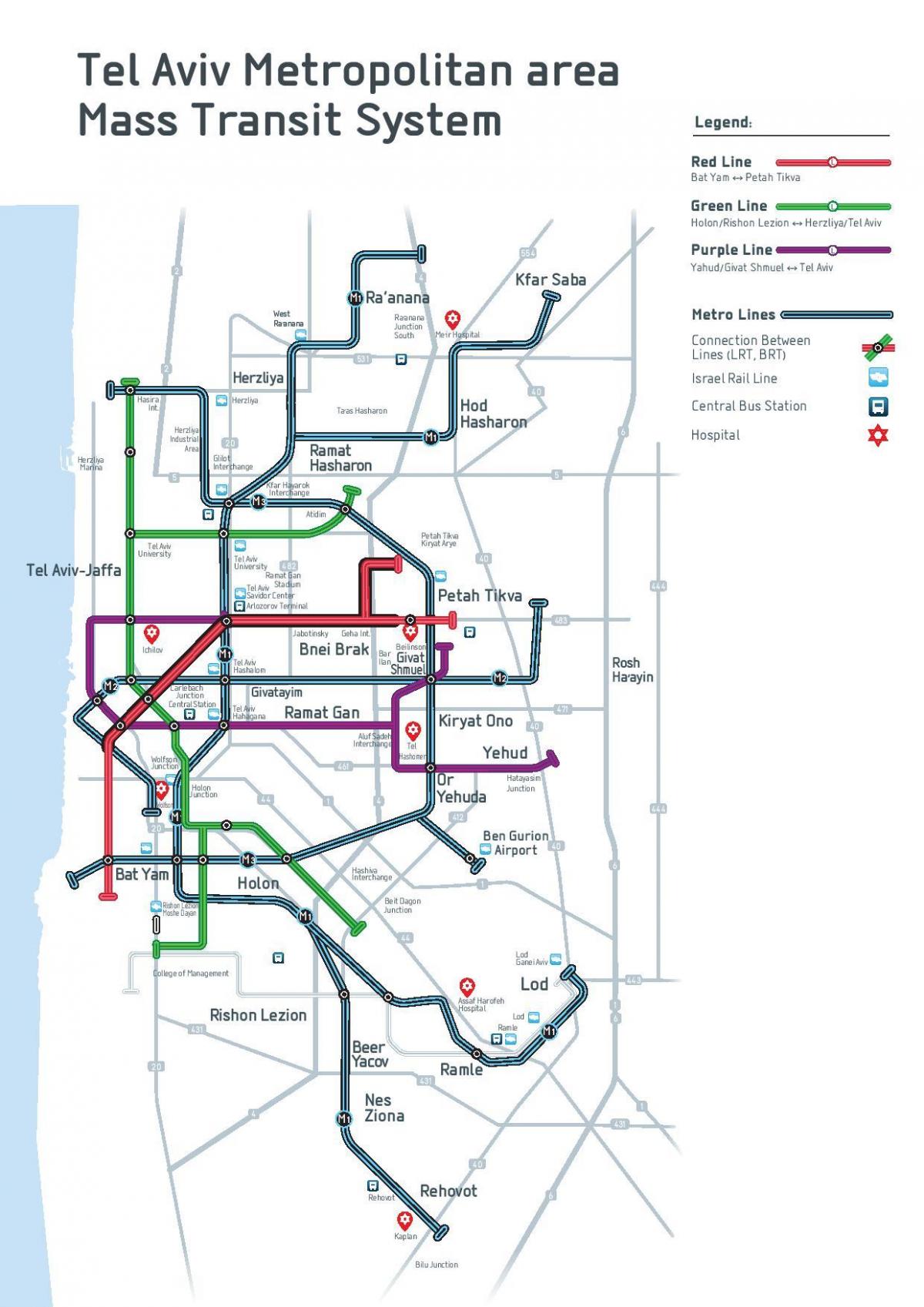 Tel Aviv U-Bahn-Station Karte