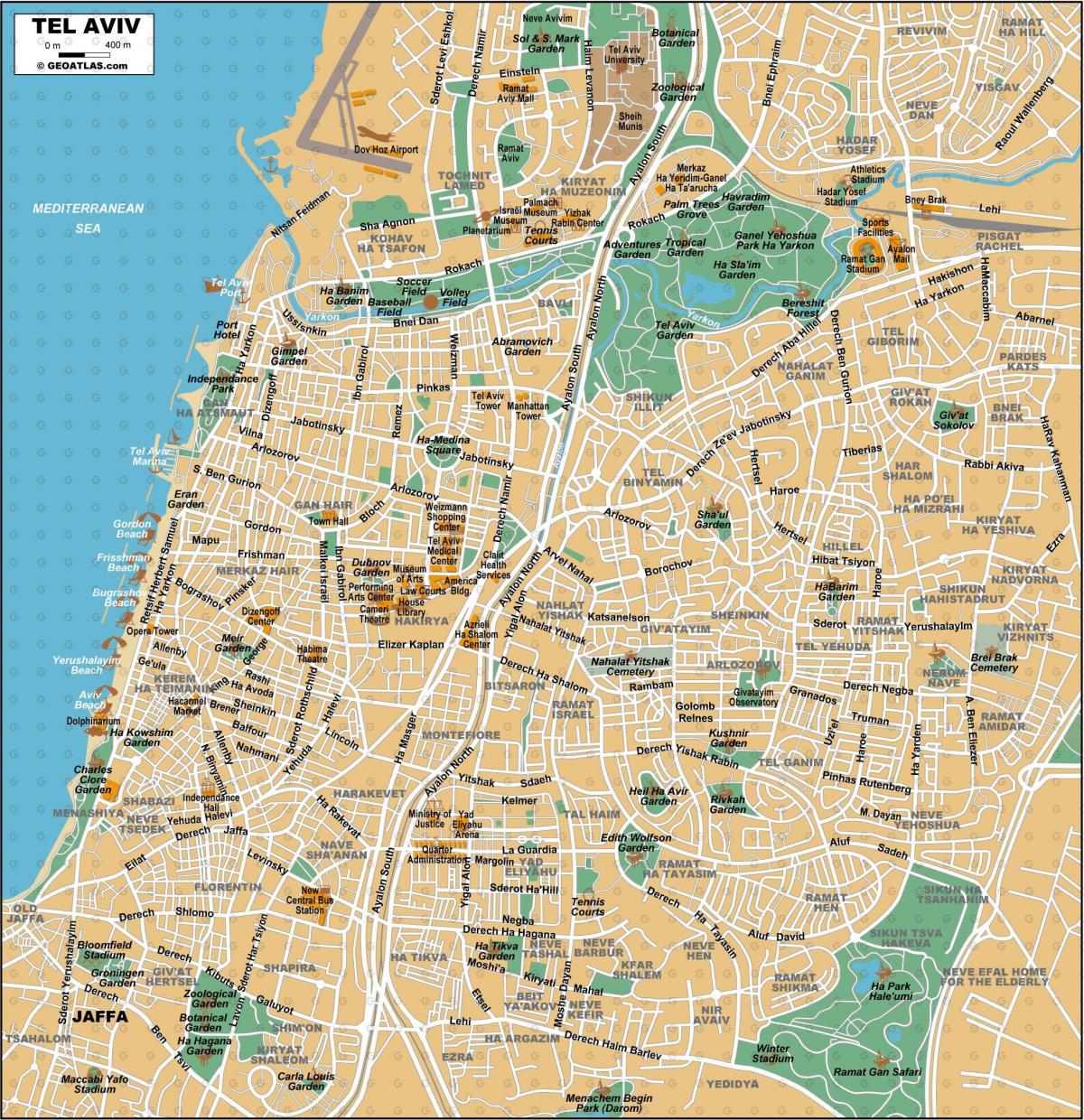 Tel Aviv Stadtzentrum Karte